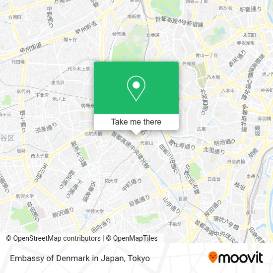 Embassy of Denmark in Japan map