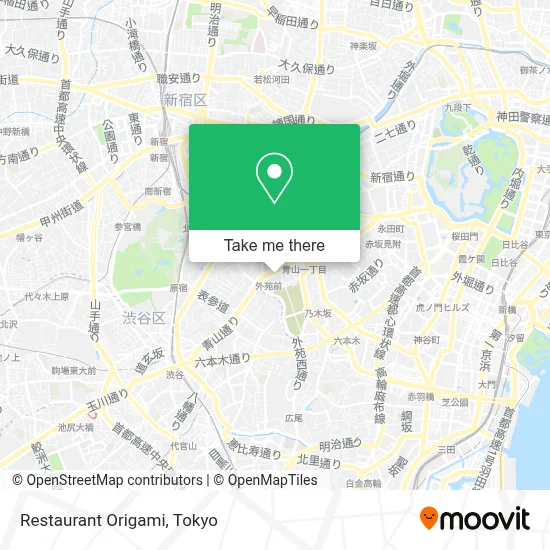 Restaurant Origami map