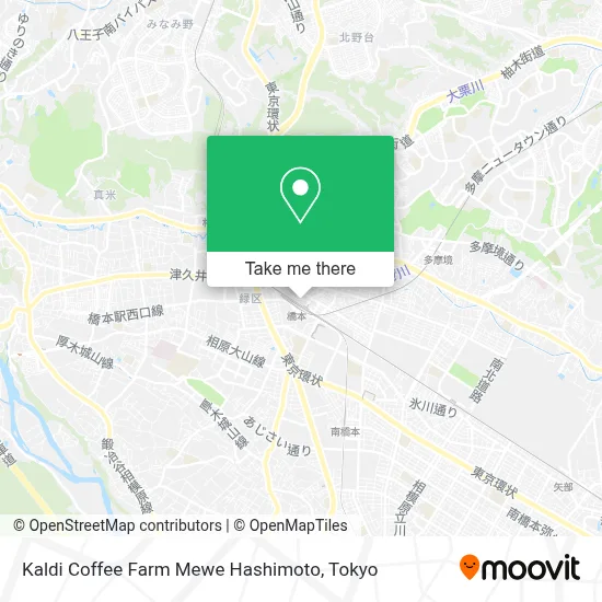 Kaldi Coffee Farm Mewe Hashimoto map