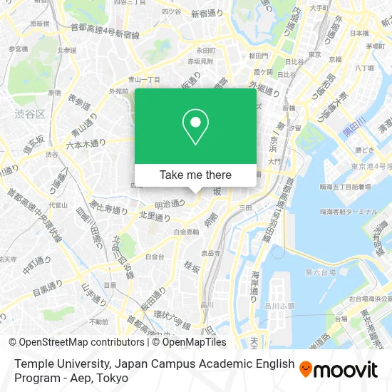 Temple University, Japan Campus Academic English Program - Aep map