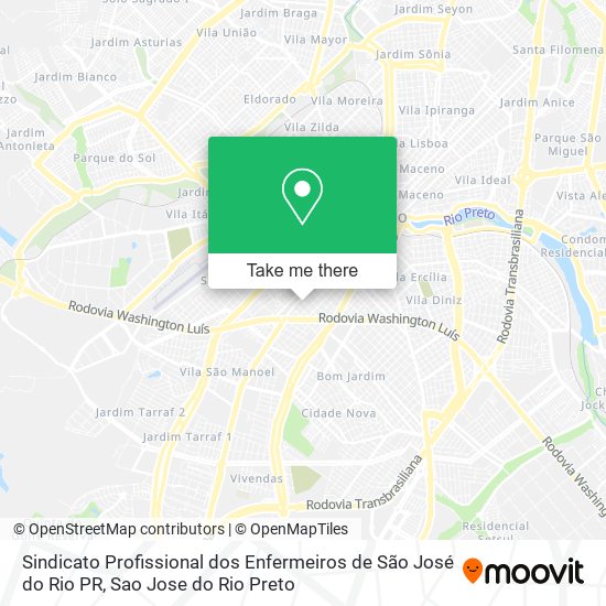 Mapa Sindicato Profissional dos Enfermeiros de São José do Rio PR