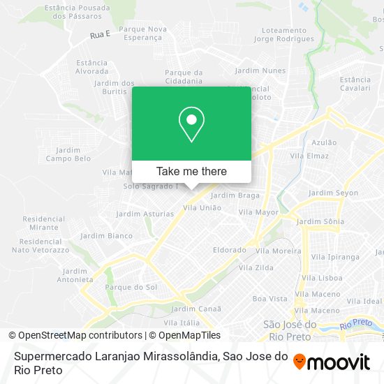 Supermercado Laranjao Mirassolândia map