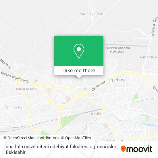 anadolu universitesi edebiyat fakultesi ogrenci isleri map