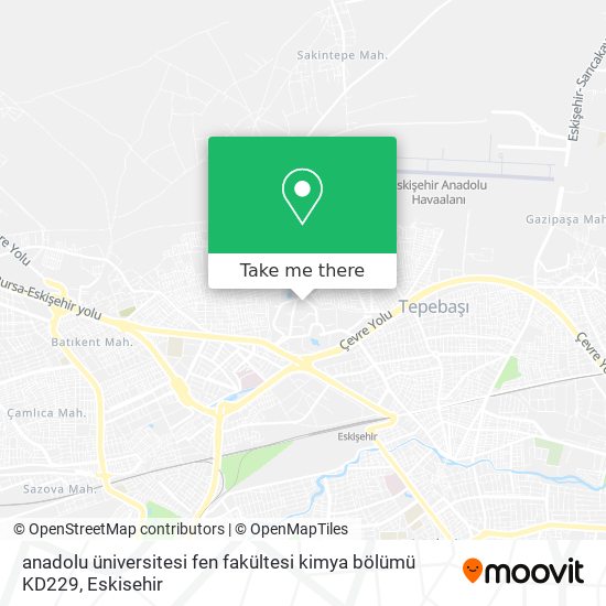 anadolu üniversitesi fen fakültesi kimya bölümü KD229 map