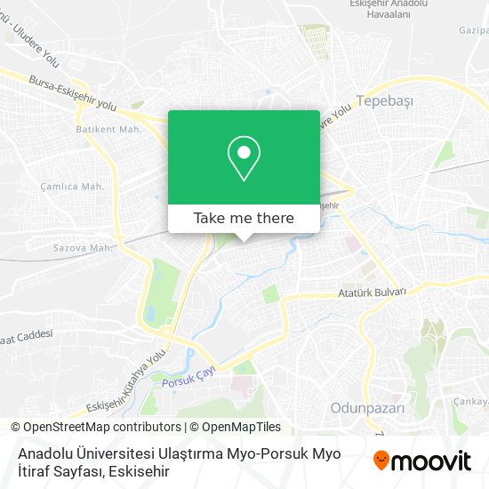Anadolu Üniversitesi Ulaştırma Myo-Porsuk Myo İtiraf Sayfası map