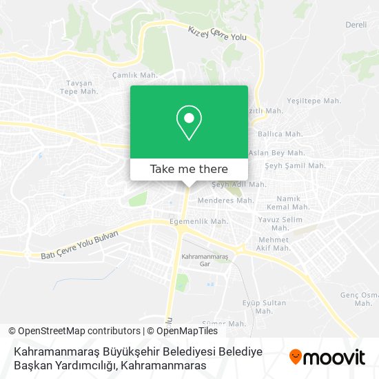 Kahramanmaraş Büyükşehir Belediyesi Belediye Başkan Yardımcılığı map
