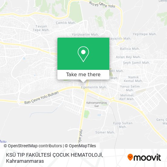KSÜ TIP FAKÜLTESİ ÇOCUK HEMATOLOJİ map