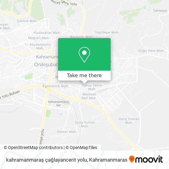 kahramanmaraş çağlayancerit yolu map