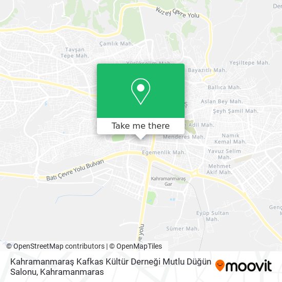 Kahramanmaraş Kafkas Kültür Derneği Mutlu Düğün Salonu map