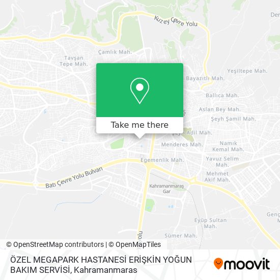 ÖZEL MEGAPARK HASTANESİ ERİŞKİN YOĞUN BAKIM  SERVİSİ map