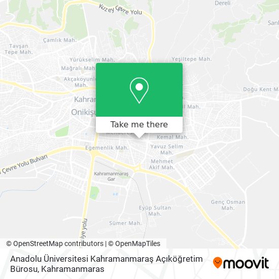 Anadolu Üniversitesi Kahramanmaraş Açıköğretim Bürosu map