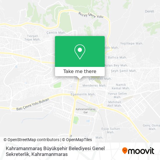 Kahramanmaraş Büyükşehir Belediyesi Genel Sekreterlik map