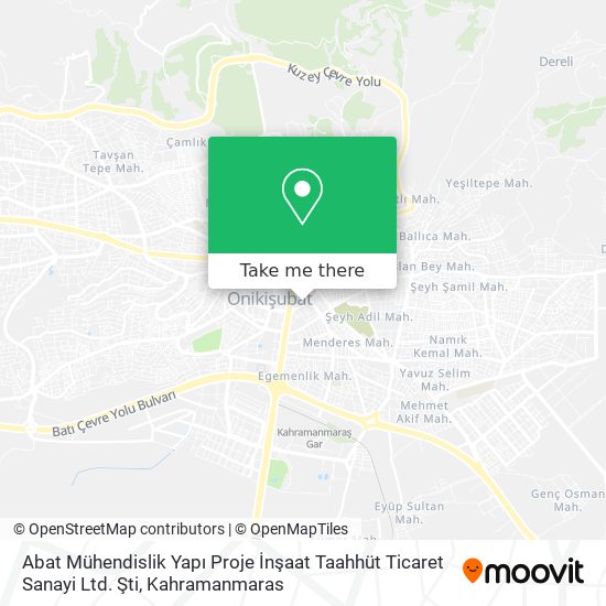 Abat Mühendislik Yapı Proje İnşaat Taahhüt Ticaret Sanayi Ltd. Şti map
