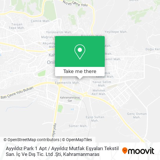 Ayyıldız Park 1 Apt / Ayyıldız Mutfak Eşyaları Tekstil San. İç Ve Dış Tic. Ltd .Şti map