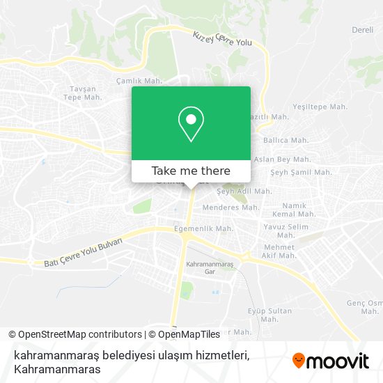 kahramanmaraş belediyesi ulaşım hizmetleri map