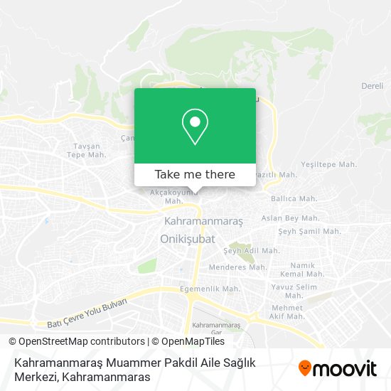 Kahramanmaraş Muammer Pakdil Aile Sağlık Merkezi map