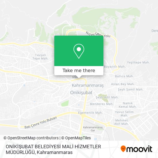 ONİKİŞUBAT BELEDİYESİ MALİ HİZMETLER MÜDÜRLÜĞÜ map