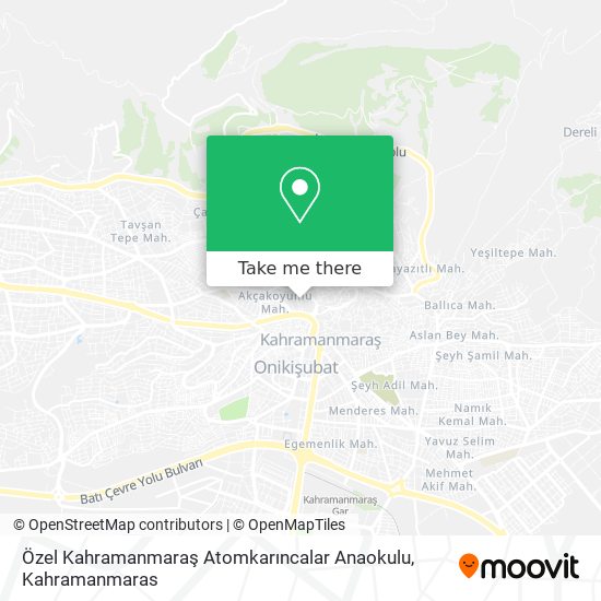 Özel Kahramanmaraş Atomkarıncalar Anaokulu map