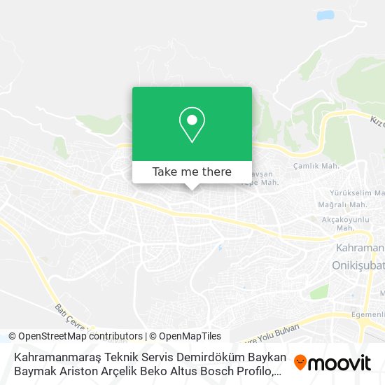 Kahramanmaraş Teknik Servis Demirdöküm Baykan Baymak Ariston Arçelik Beko Altus Bosch Profilo map