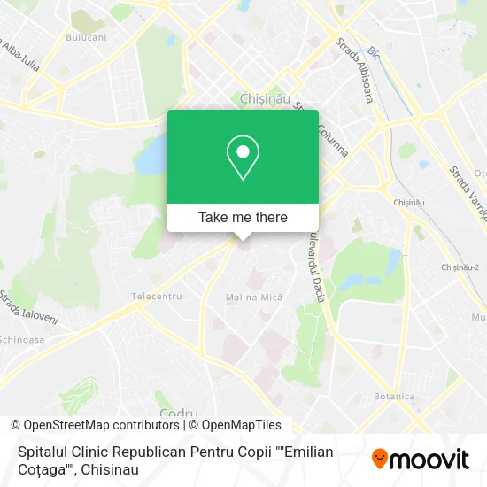 Карта Spitalul Clinic Republican Pentru Copii ""Emilian Coțaga""