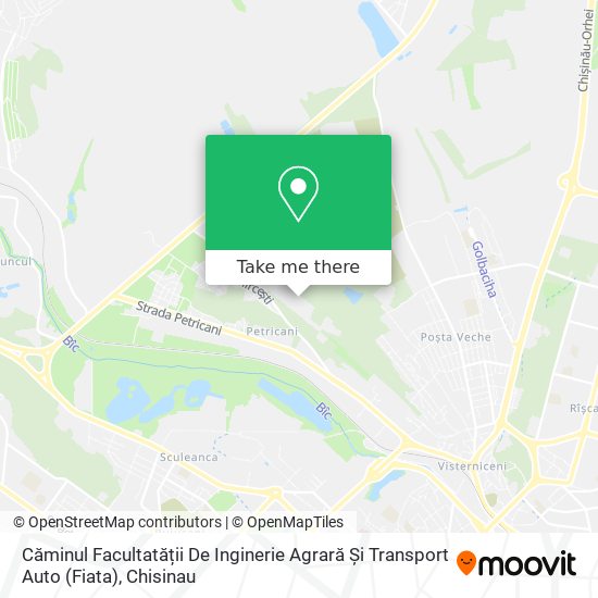 Карта Căminul Facultatății De Inginerie Agrară Și Transport Auto (Fiata)