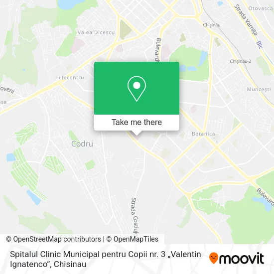 Карта Spitalul Clinic Municipal pentru Copii nr. 3 „Valentin Ignatenco”