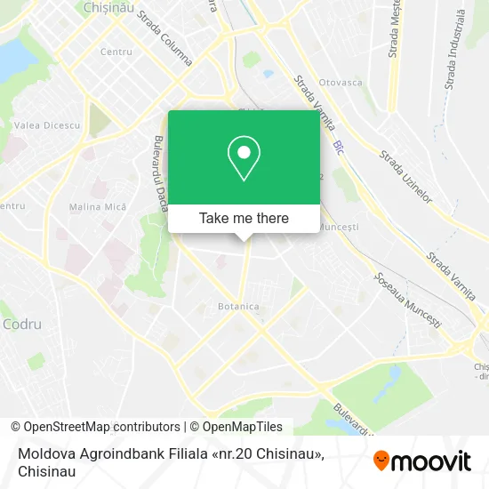 Карта Moldova Agroindbank Filiala «nr.20 Chisinau»