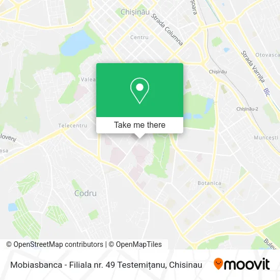 Карта Mobiasbanca - Filiala nr. 49 Testemițanu