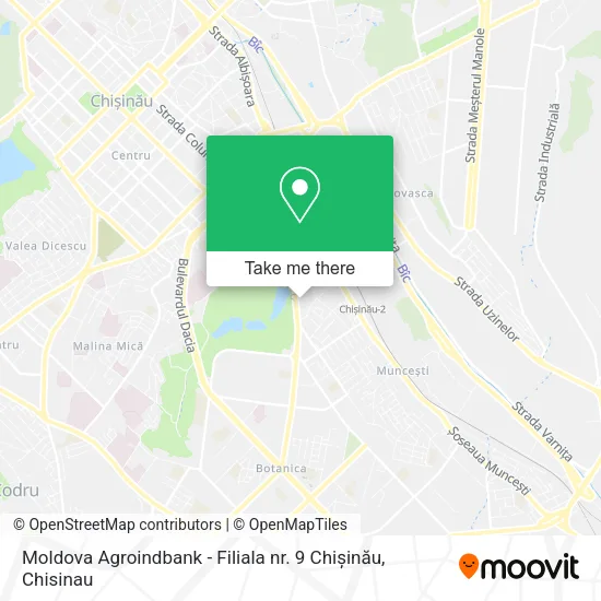 Карта Moldova Agroindbank - Filiala nr. 9 Chișinău