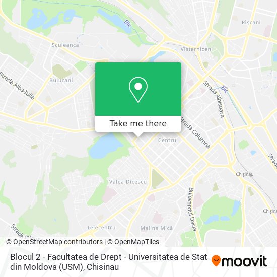 Карта Blocul 2 - Facultatea de Drept - Universitatea de Stat din Moldova (USM)