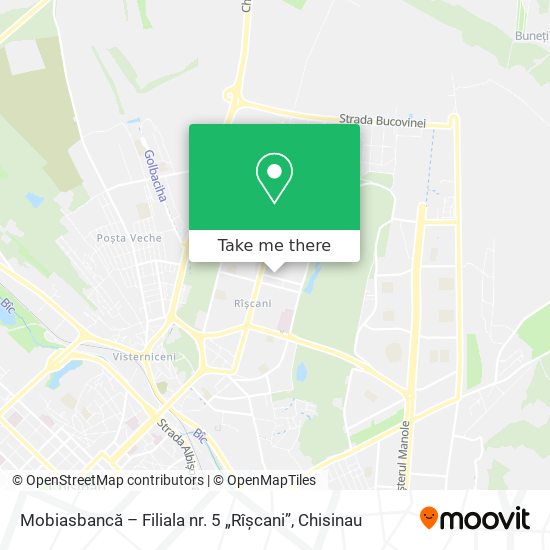 Карта Mobiasbancă – Filiala nr. 5 „Rîșcani”