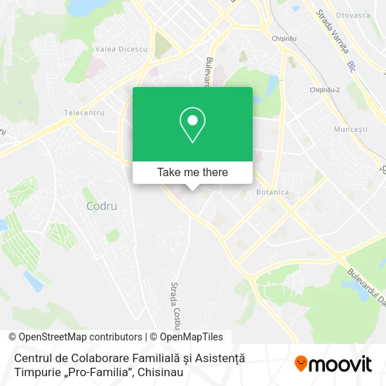 Карта Centrul de Colaborare Familială și Asistență Timpurie „Pro-Familia”
