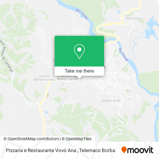 Mapa Pizzaria e Restaurante Vovó Ana.