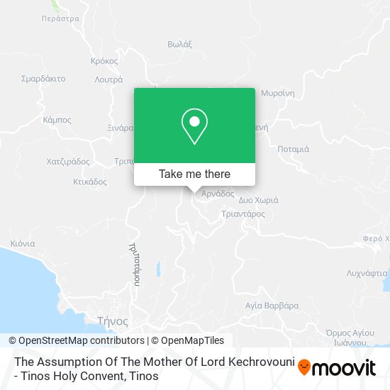 The Assumption Of The Mother Of Lord Kechrovouni - Tinos Holy Convent map