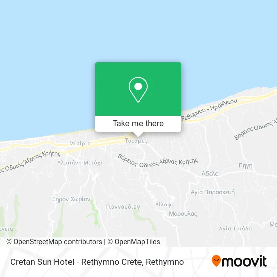Cretan Sun Hotel - Rethymno Crete map