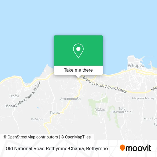 Old National Road Rethymno-Chania map