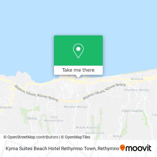 Kyma Suites Beach Hotel Rethymno Town map