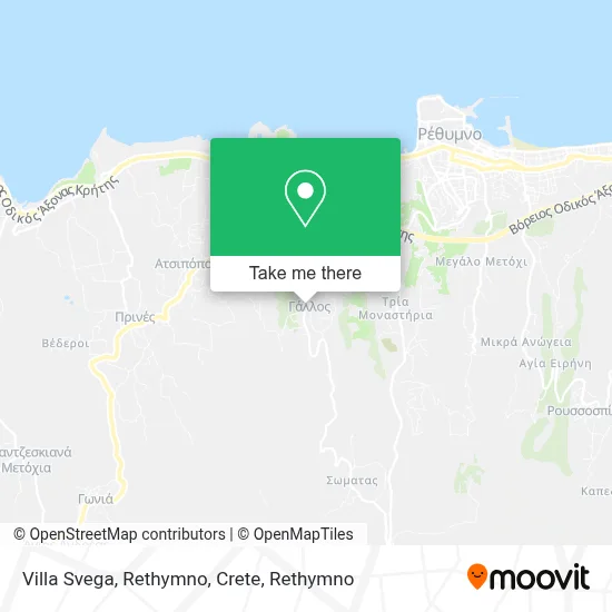 Villa Svega, Rethymno, Crete map