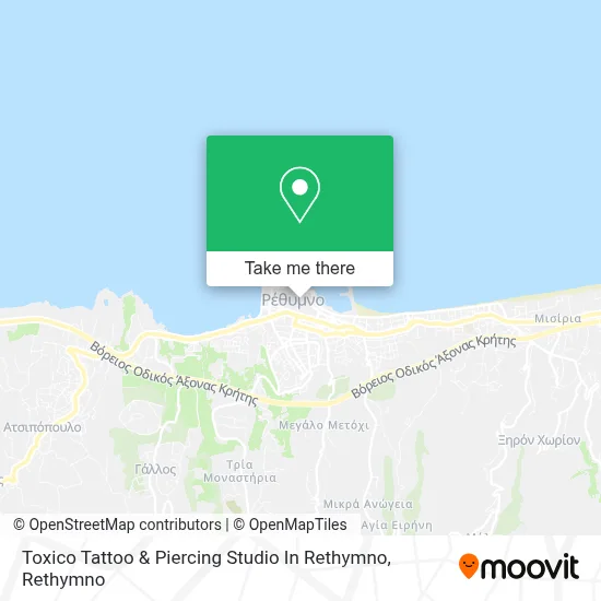 Toxico Tattoo & Piercing Studio In Rethymno map