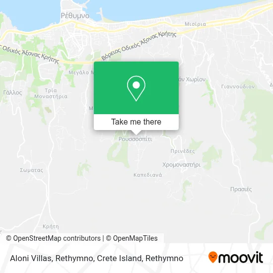 Aloni Villas, Rethymno, Crete Island map