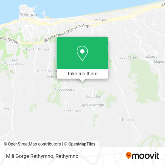Mili Gorge Rethymno map