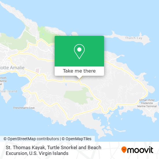 St. Thomas Kayak, Turtle Snorkel and Beach Excursion map