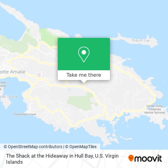 The Shack at the Hideaway in Hull Bay map