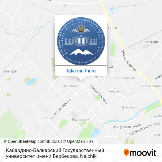 Кабардино-Балкарский Государственный университет имени Бербекова map