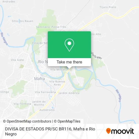 DIVISA DE ESTADOS PR/SC BR116 map