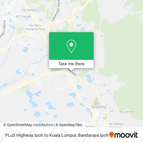 PLuS Highway Ipoh to Kuala Lumpur map