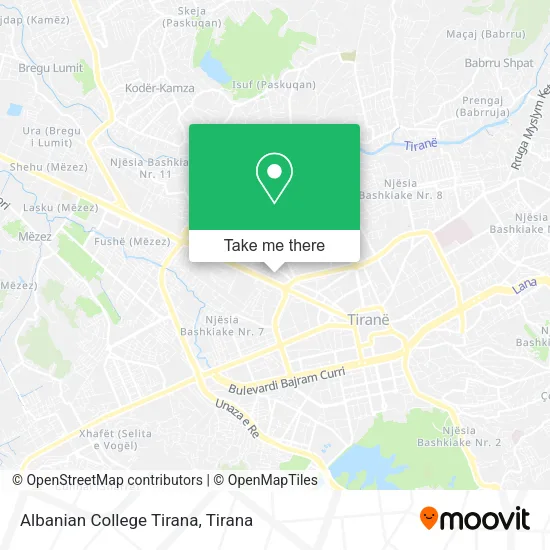 Albanian College Tirana map