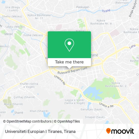 Universiteti Europian I Tiranes map