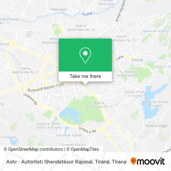 Ashr - Autoriteti Shendetësor Rajonal, Tiranë map