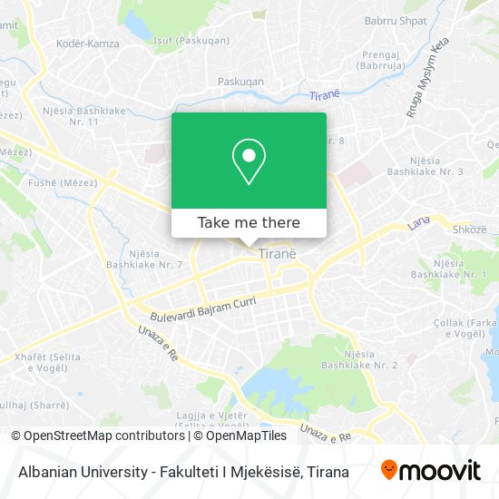 Albanian University - Fakulteti I Mjekësisë map